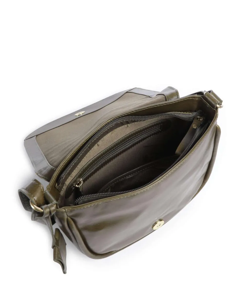 Vintage Veda Crossbody bag fine grain leather olive-green