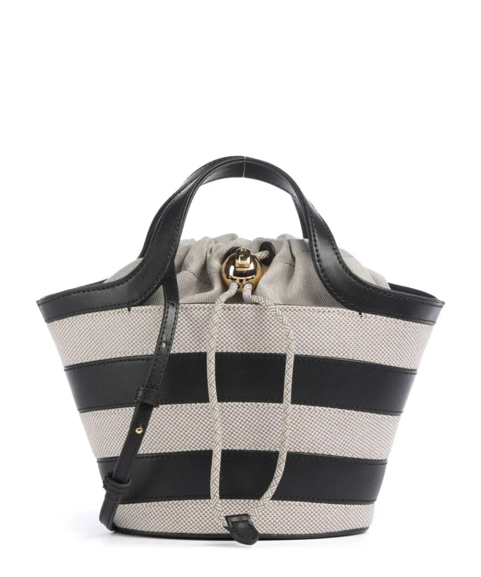 Vortice Mini Crossbody bag canvas, fine grain leather beige/black