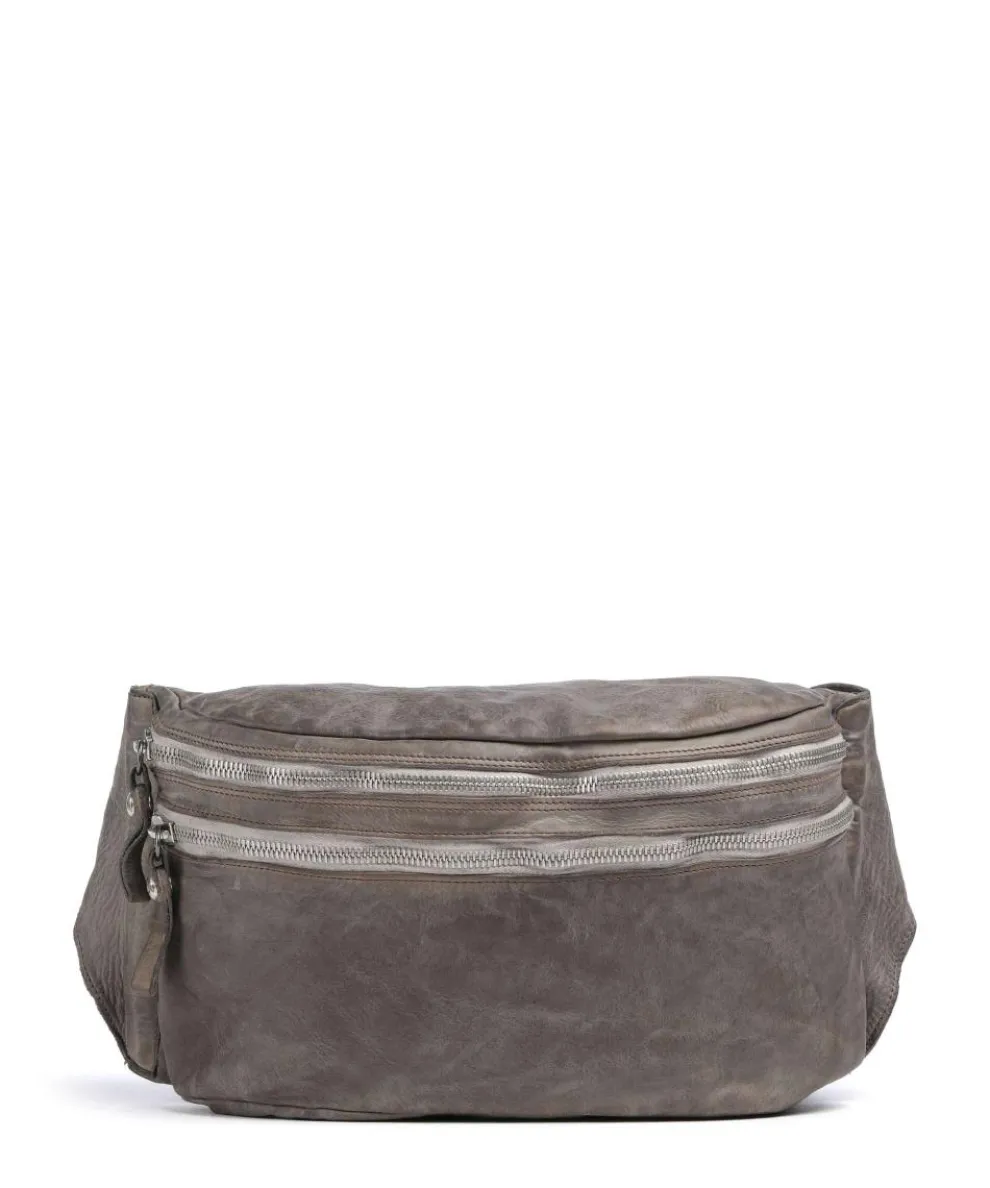 Crossbody bag grained cow leather grey