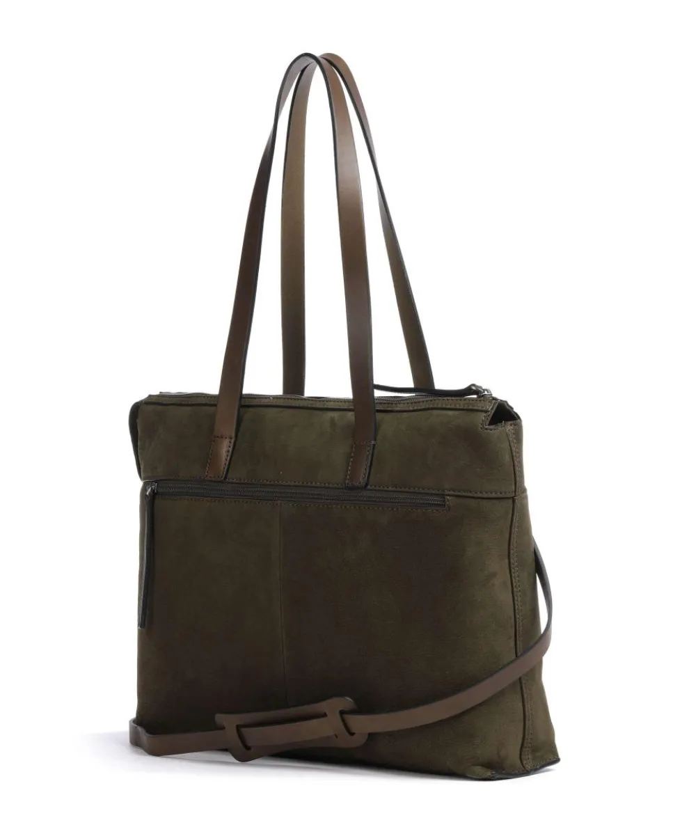Tote bag 15″ brushed cow leather olive-green