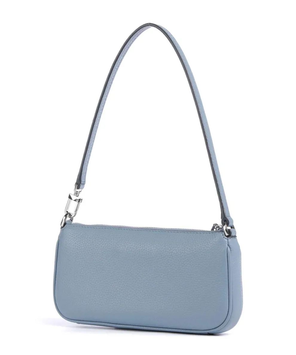 Zoe Small Shoulder bag grained cow leather blue-grey