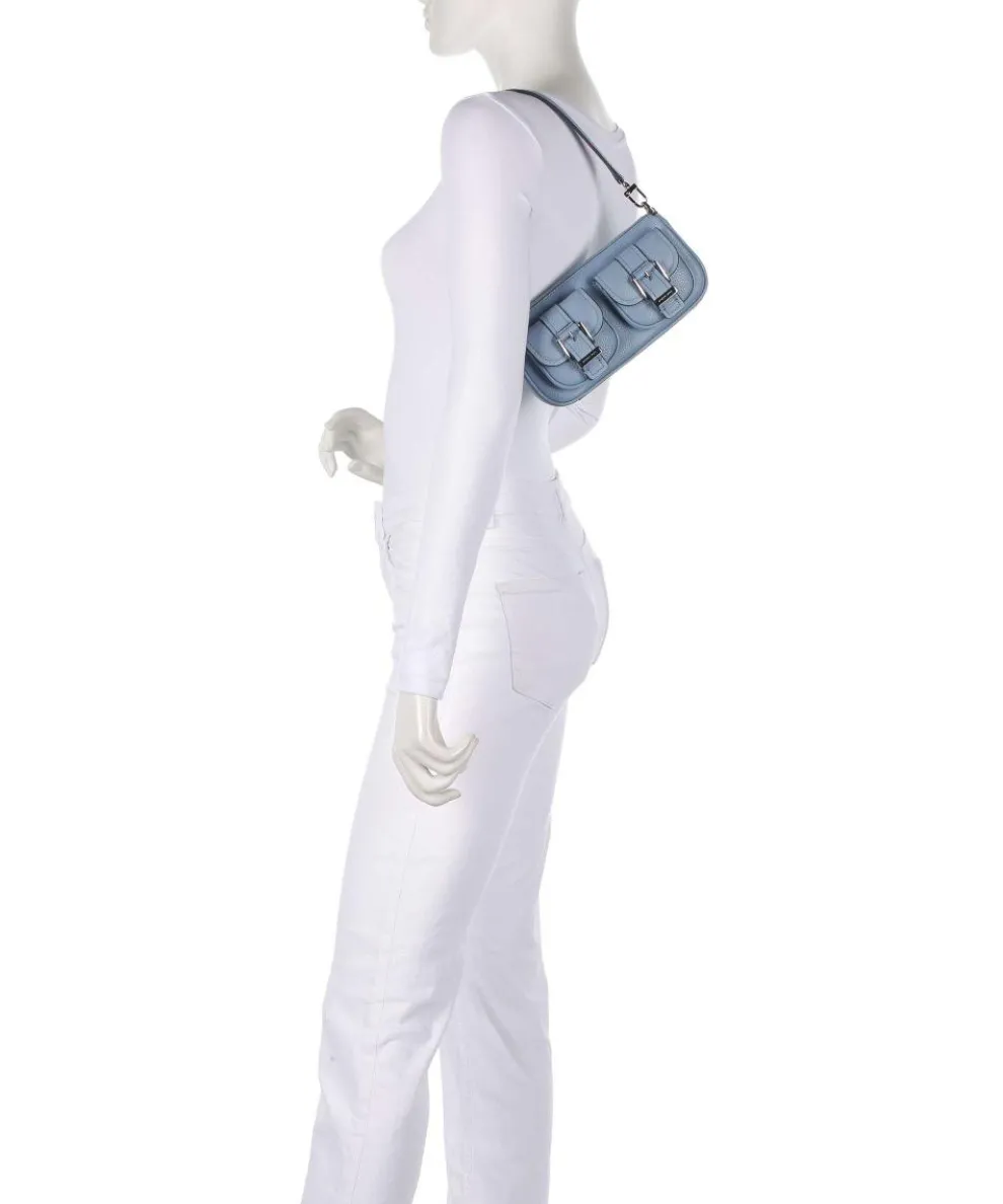 Zoe Small Shoulder bag grained cow leather blue-grey