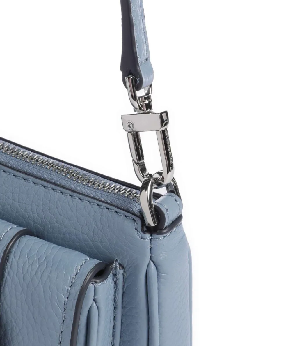 Zoe Small Shoulder bag grained cow leather blue-grey