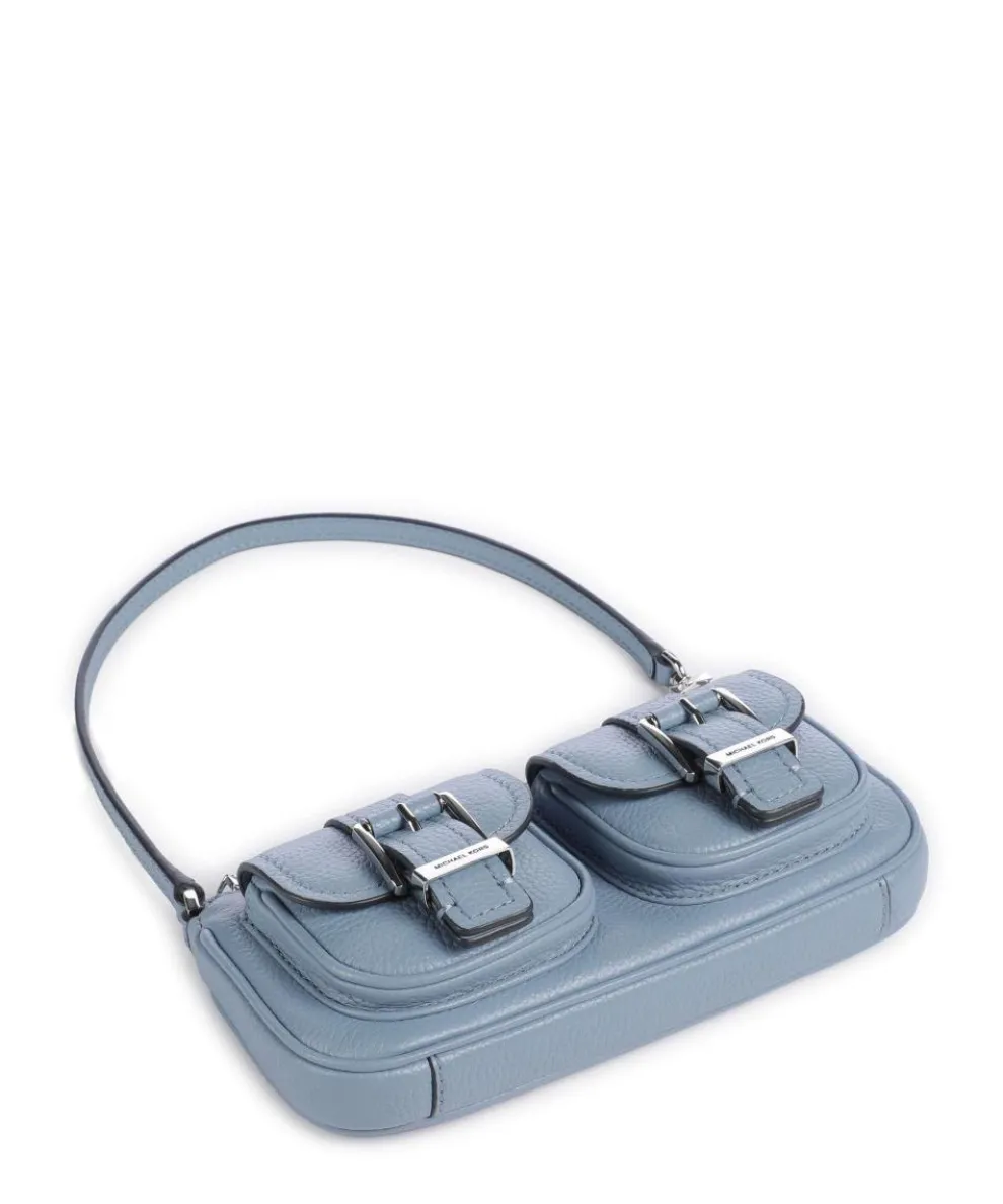 Zoe Small Shoulder bag grained cow leather blue-grey