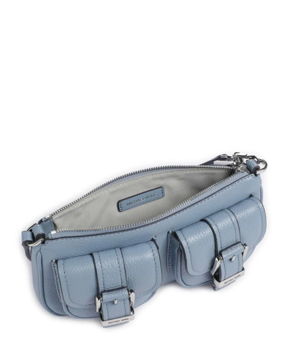 Zoe Small Shoulder bag grained cow leather blue-grey