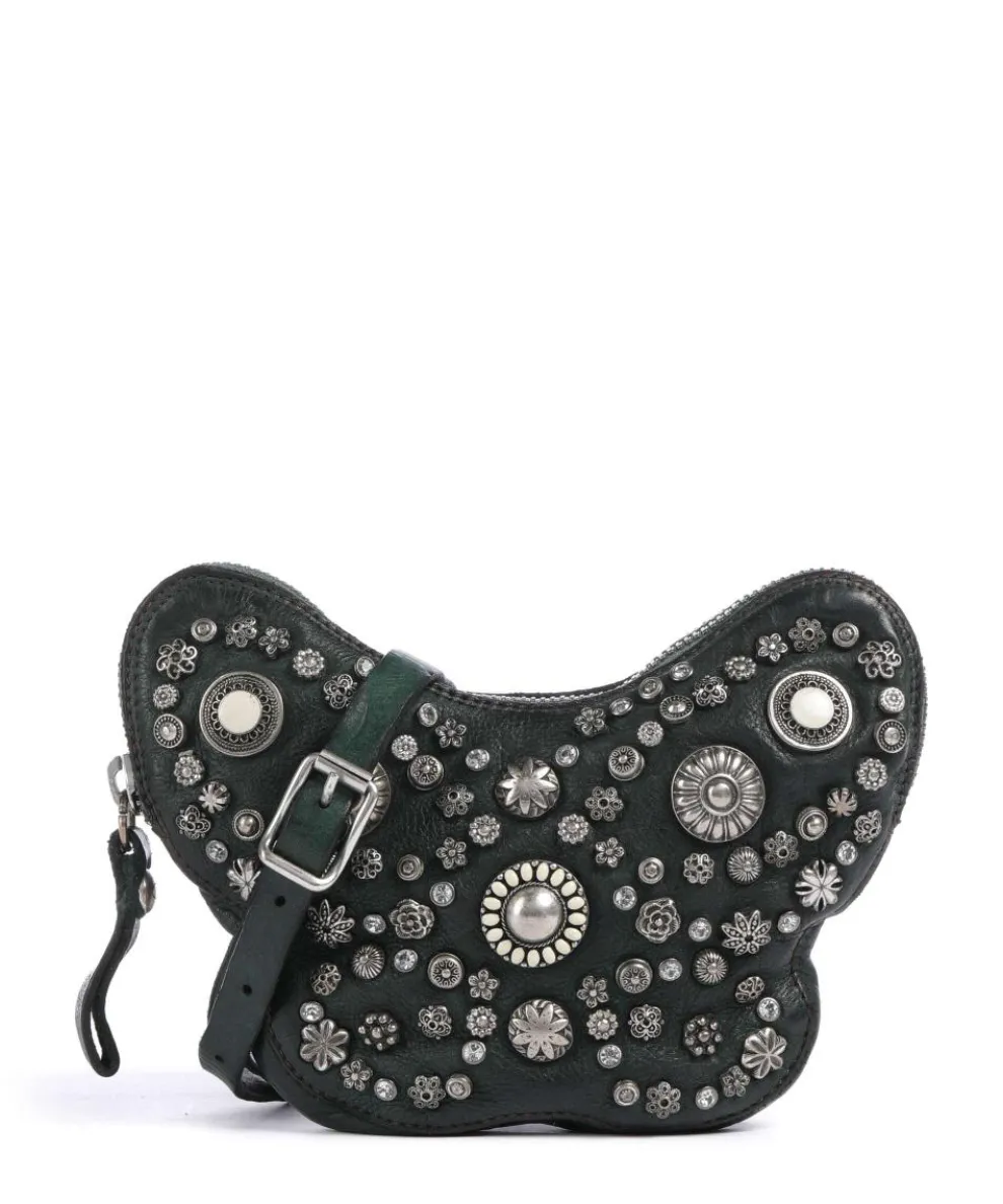 Crossbody bag cow leather dark green