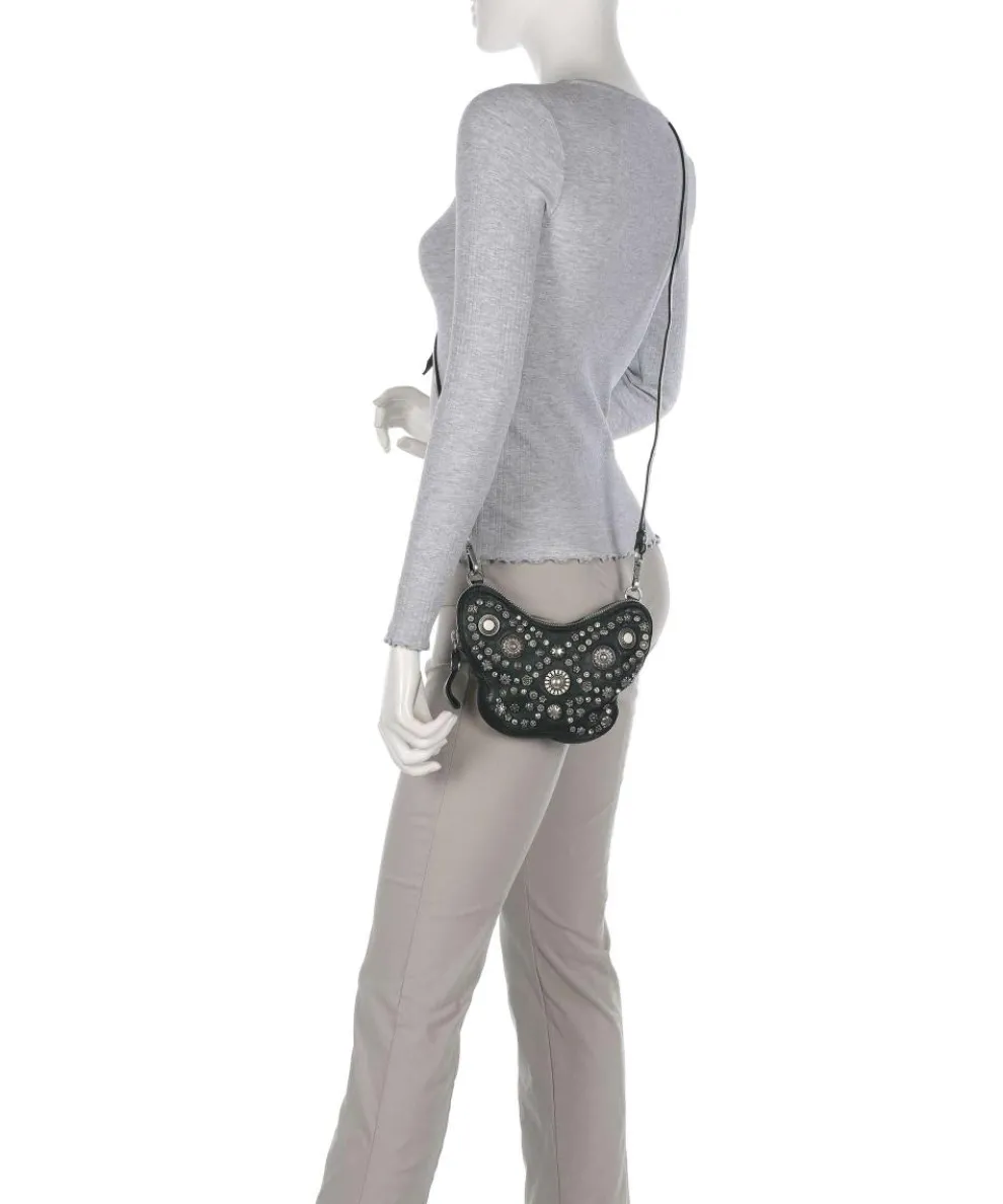 Crossbody bag cow leather dark green