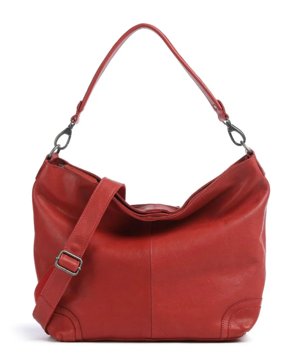 Washed Waxed Cow Bolivia Hobo bag pull-up cow leather red
