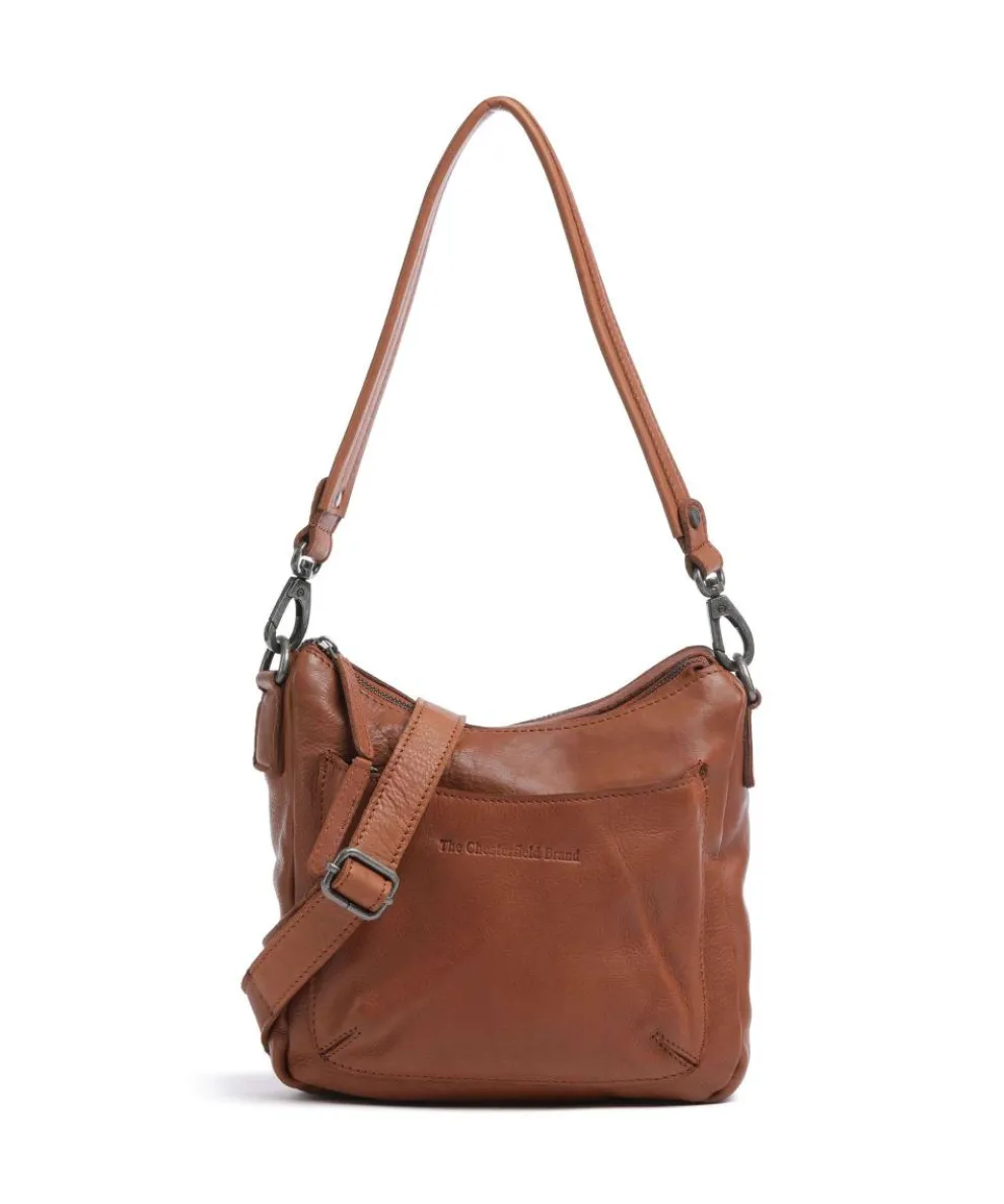 Washed Waxed Cow Caroline Shoulder bag grained cow leather cognac