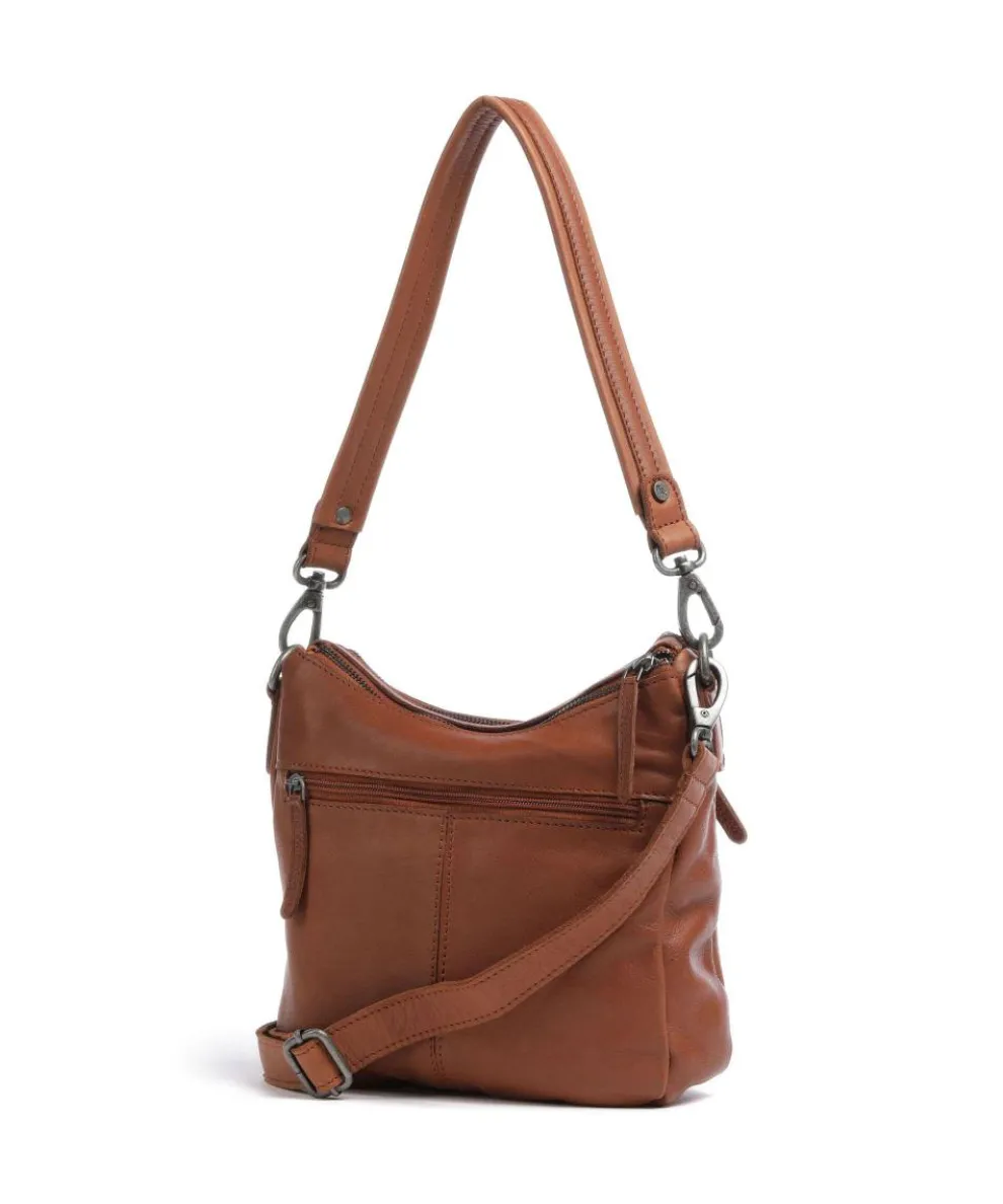 Washed Waxed Cow Caroline Shoulder bag grained cow leather cognac