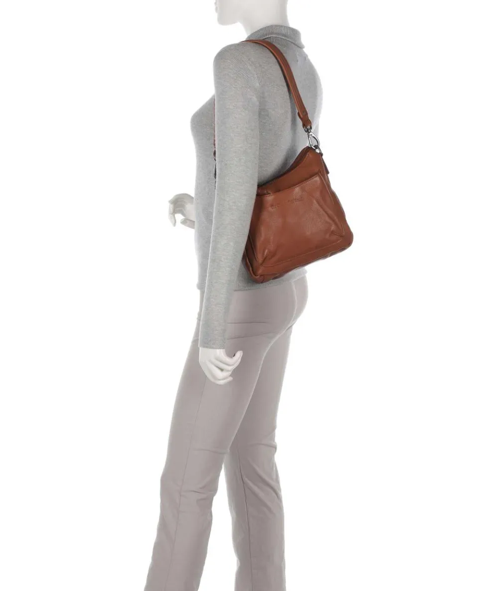 Washed Waxed Cow Caroline Shoulder bag grained cow leather cognac