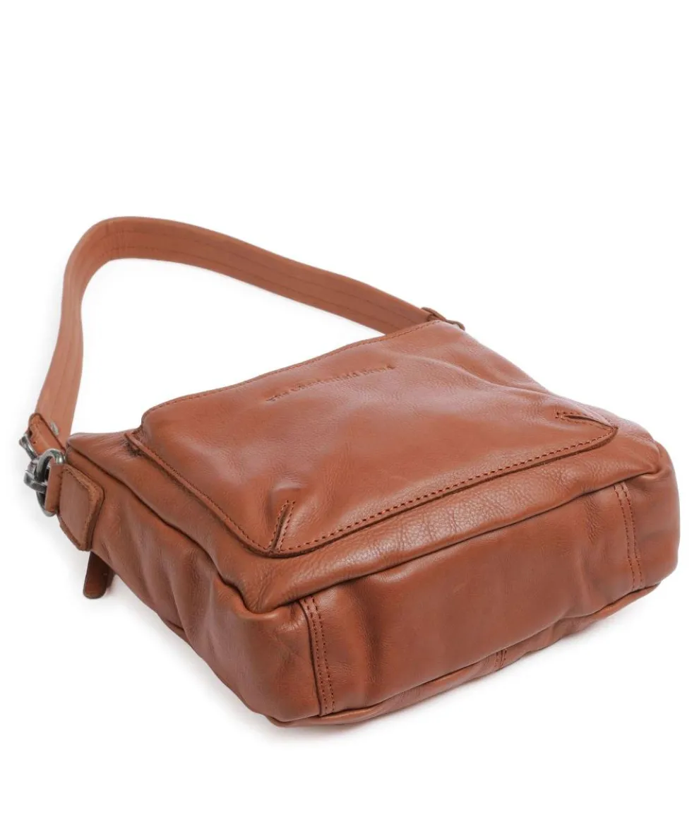 Washed Waxed Cow Caroline Shoulder bag grained cow leather cognac