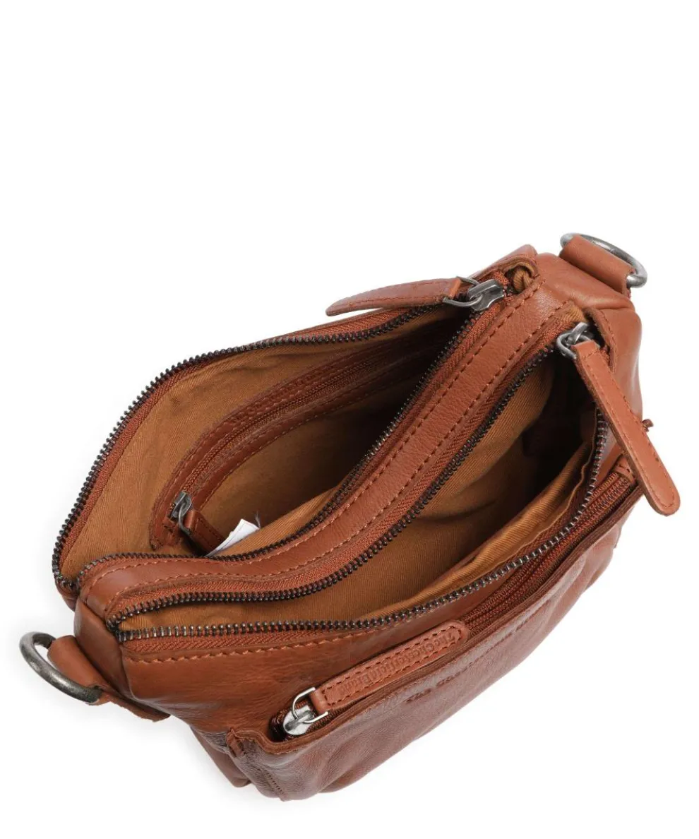 Washed Waxed Cow Caroline Shoulder bag grained cow leather cognac