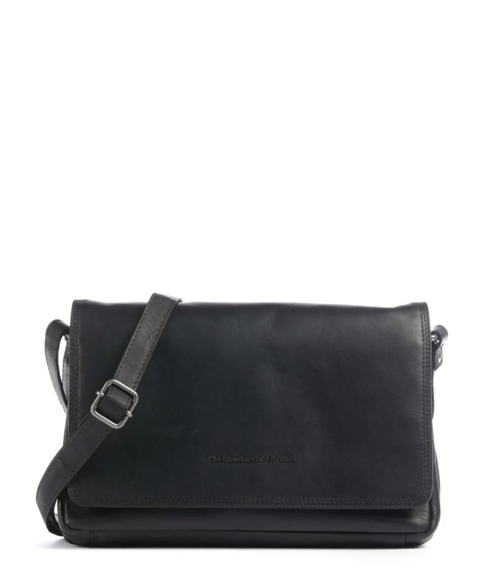 Wax Pull Up Cow Laverton Crossbody bag fine grain cow leather black