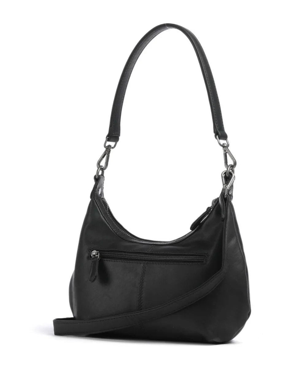 Wax Pull Up Cow Nancy Shoulder bag fine grain cow leather black