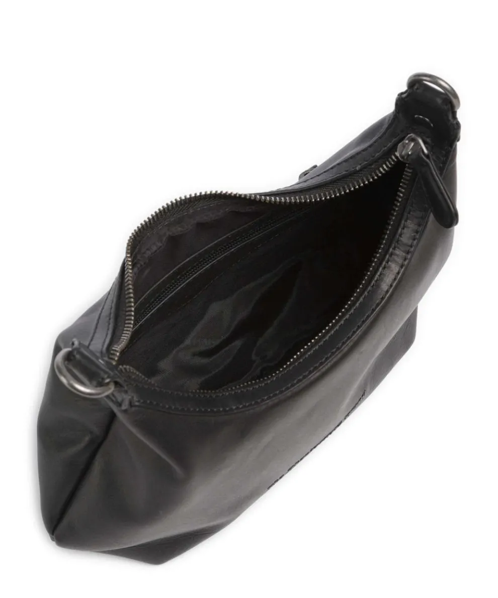 Wax Pull Up Cow Nancy Shoulder bag fine grain cow leather black