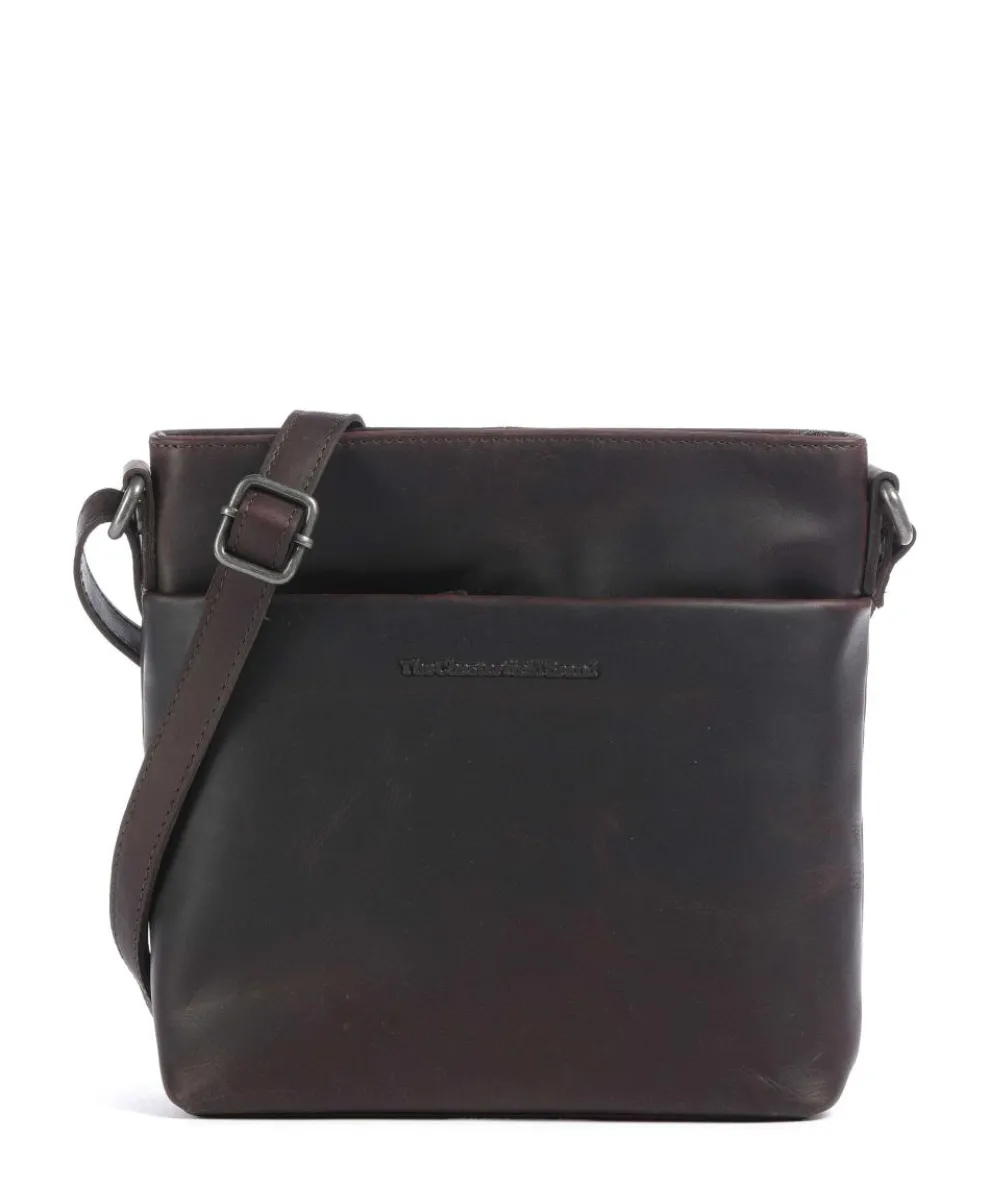 Wax Pull Up Cow Navene Crossbody bag fine grain cow leather dark brown