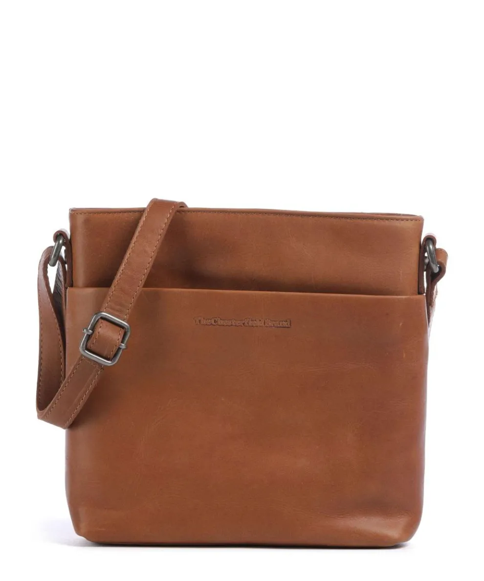 Wax Pull Up Cow Navene Crossbody bag fine grain cow leather cognac