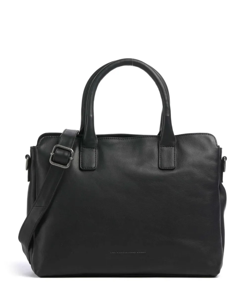Wax Pull Up Cow Valmonte Handbag fine grain cow leather black