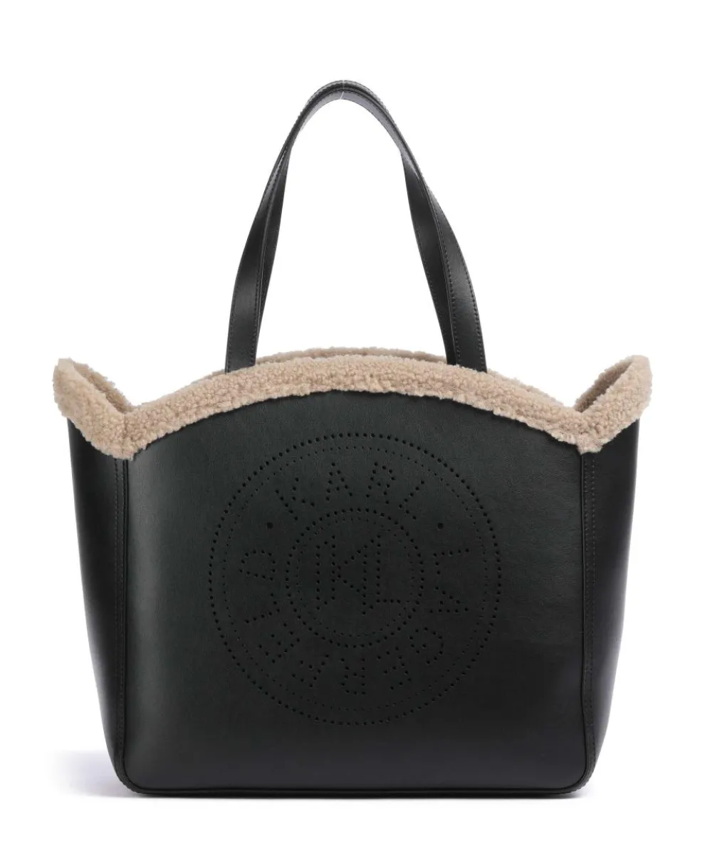K/Circle Tote bag faux fur, leather black