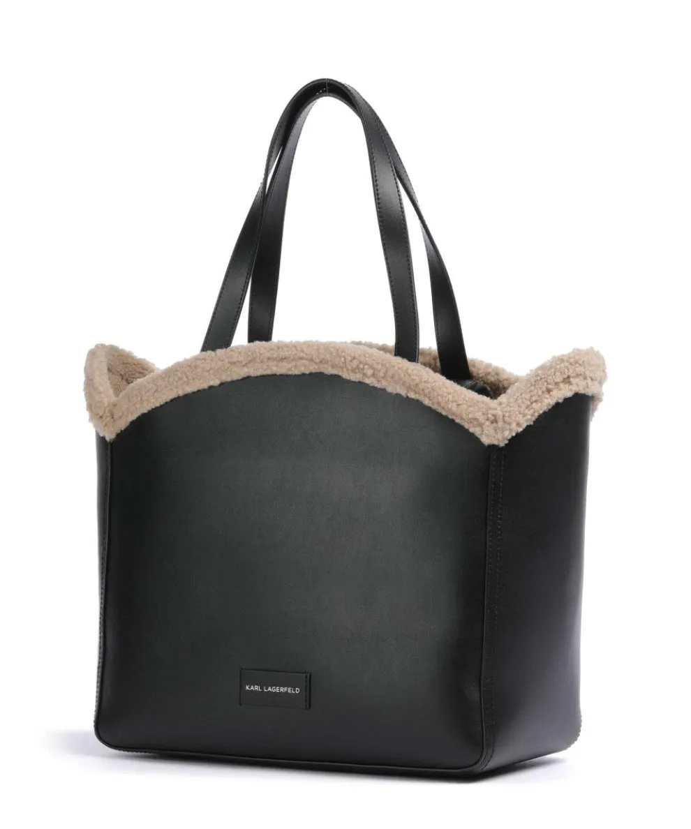 K/Circle Tote bag faux fur, leather black