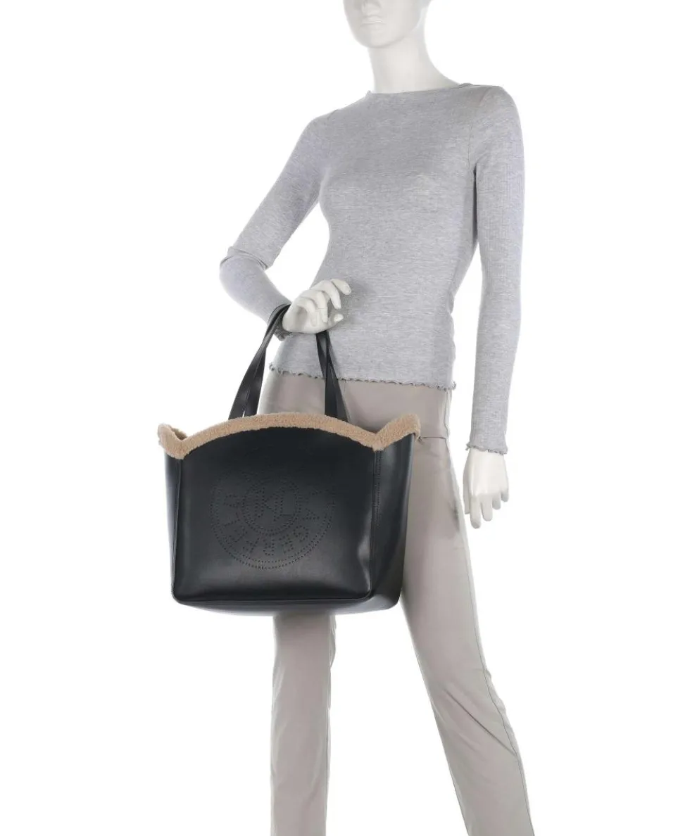 K/Circle Tote bag faux fur, leather black