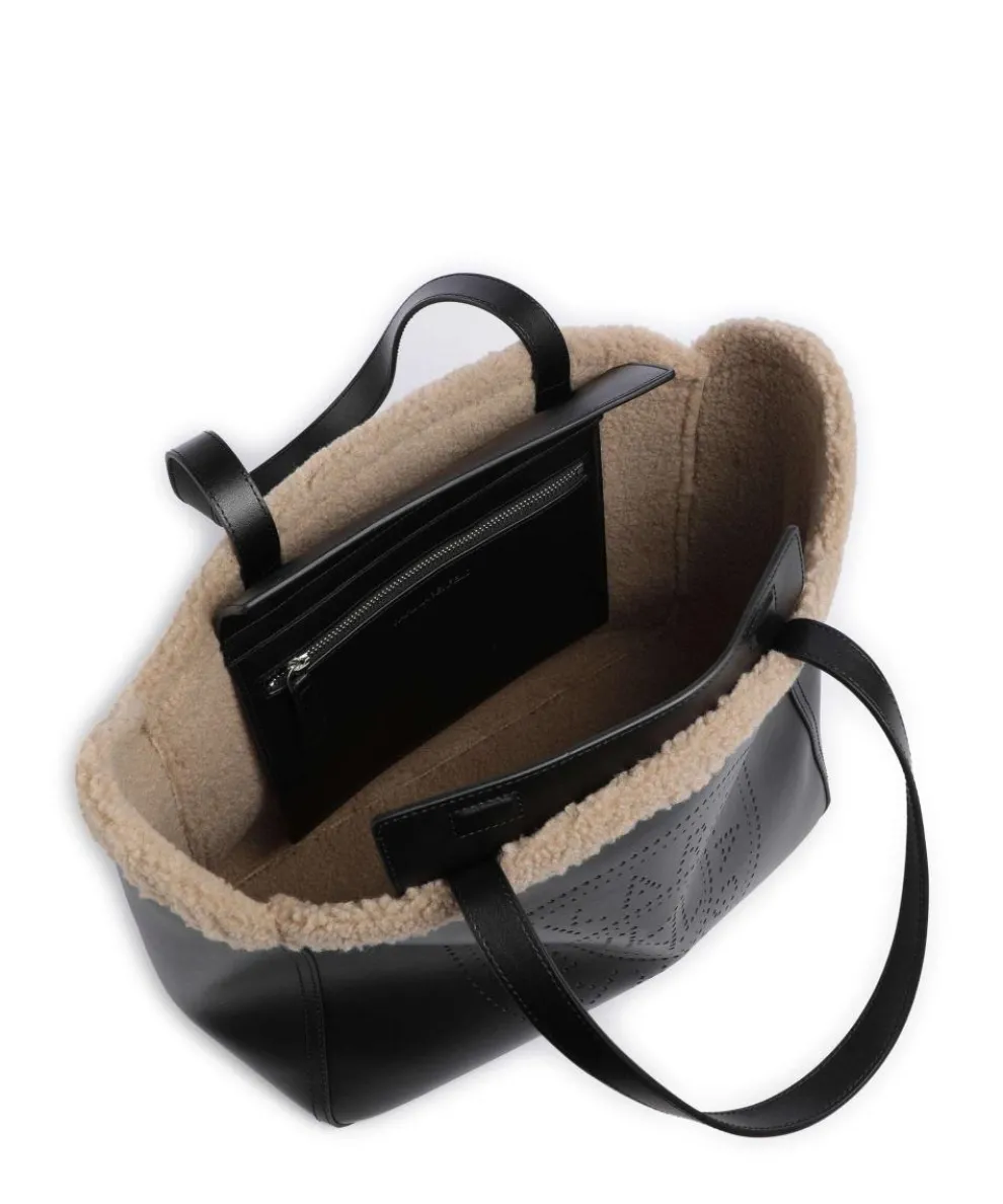 K/Circle Tote bag faux fur, leather black