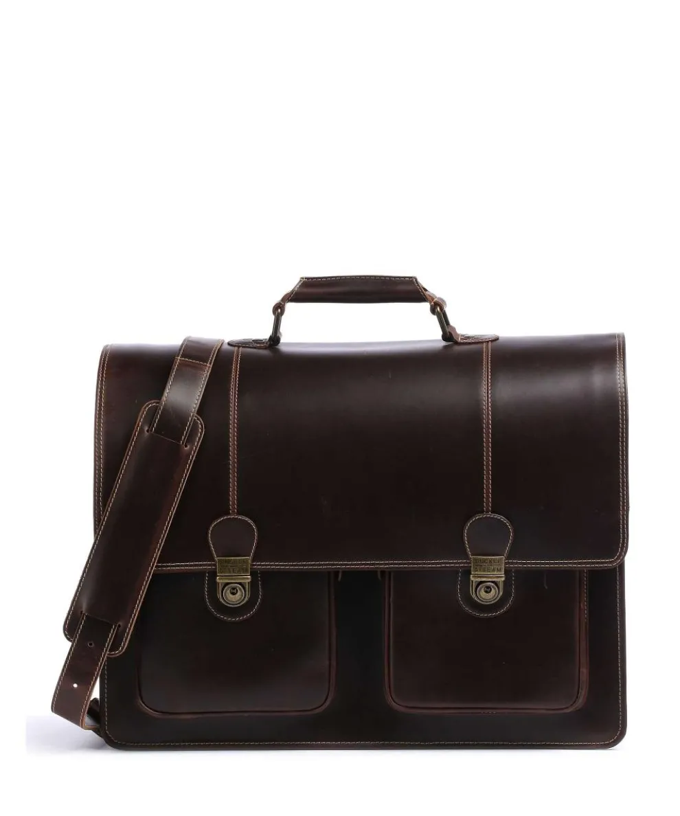 Nevada Briefcase 15″ smooth cow leather dark brown