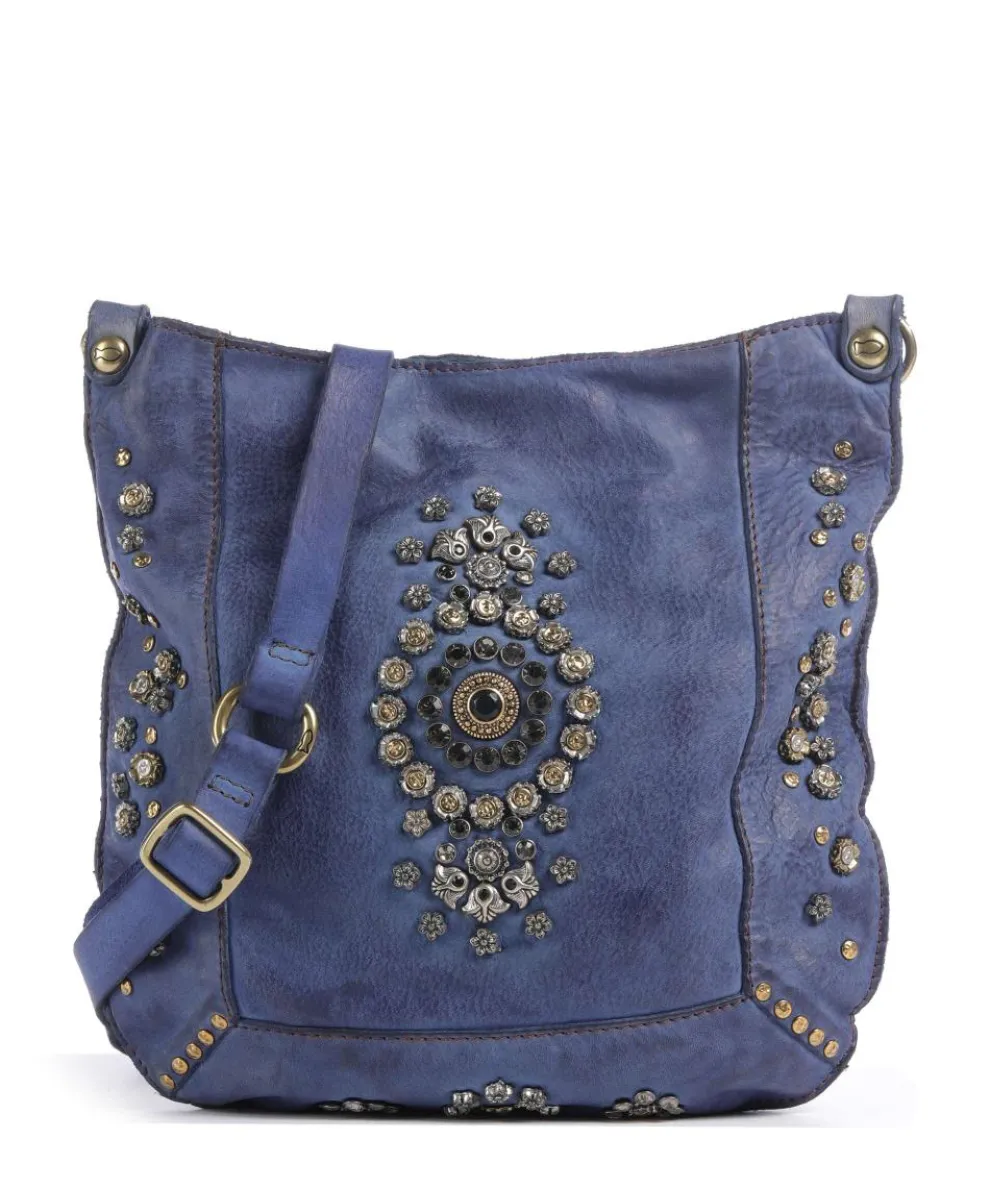 Crossbody bag fine grain cow leather dark blue