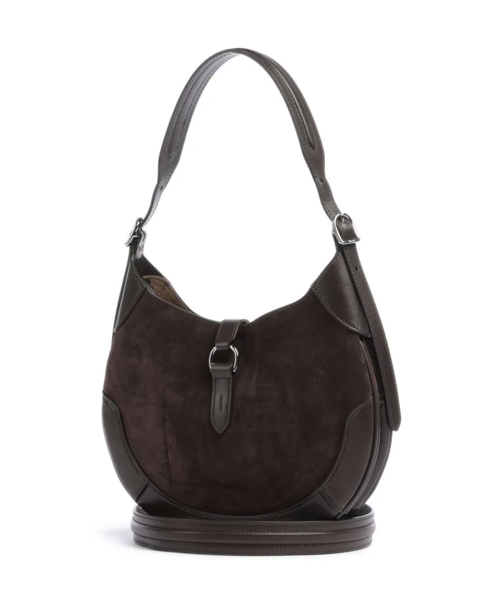 ID Collection Small Hobo bag fine grain cow leather, brushed cow leather dark brown