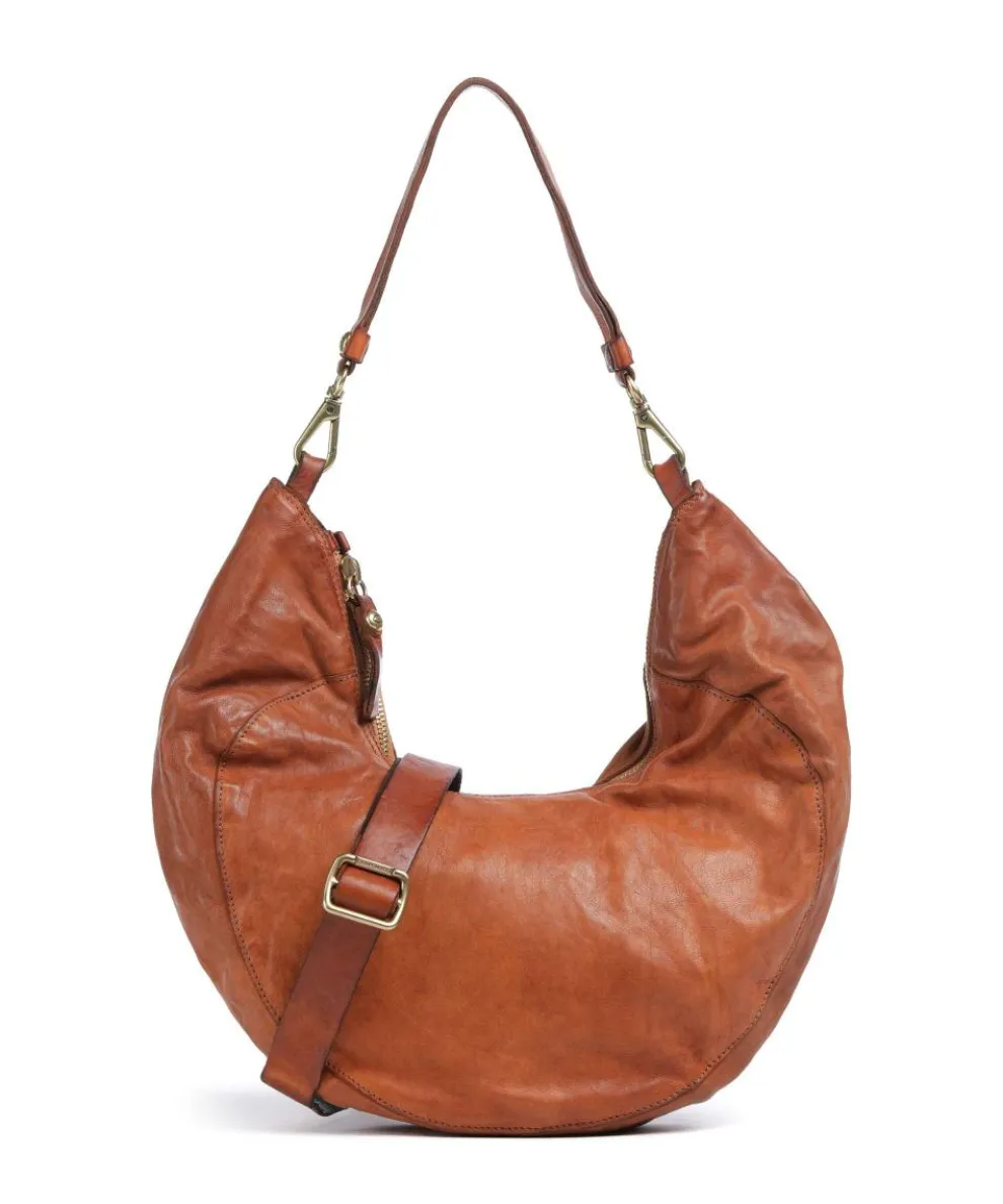 Hobo bag fine grain cow leather cognac