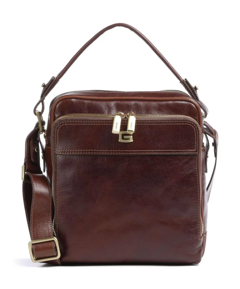 Crossbody bag fine grain cow leather brown