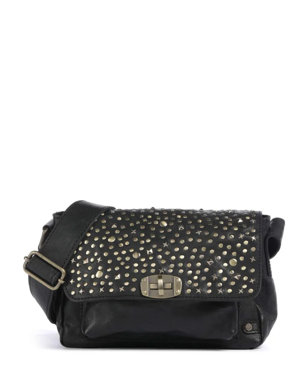 Metal Memory Crossbody bag grained cow leather black