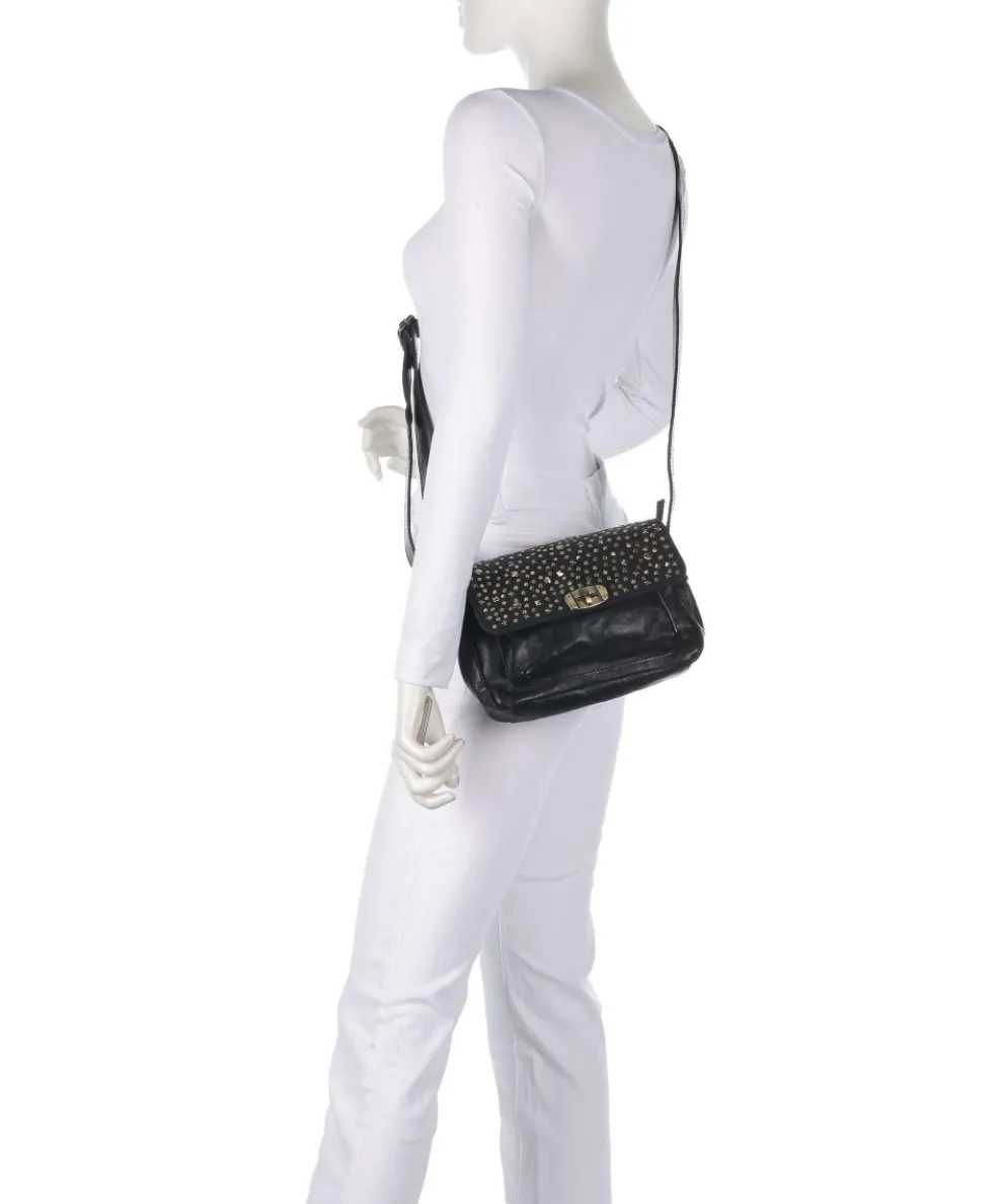 Metal Memory Crossbody bag grained cow leather black