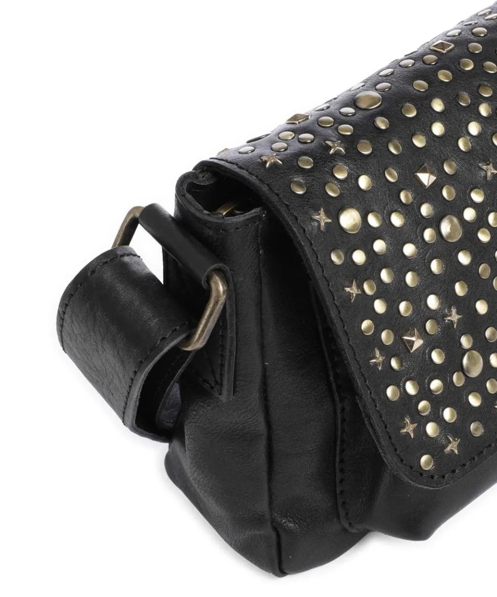 Metal Memory Crossbody bag grained cow leather black