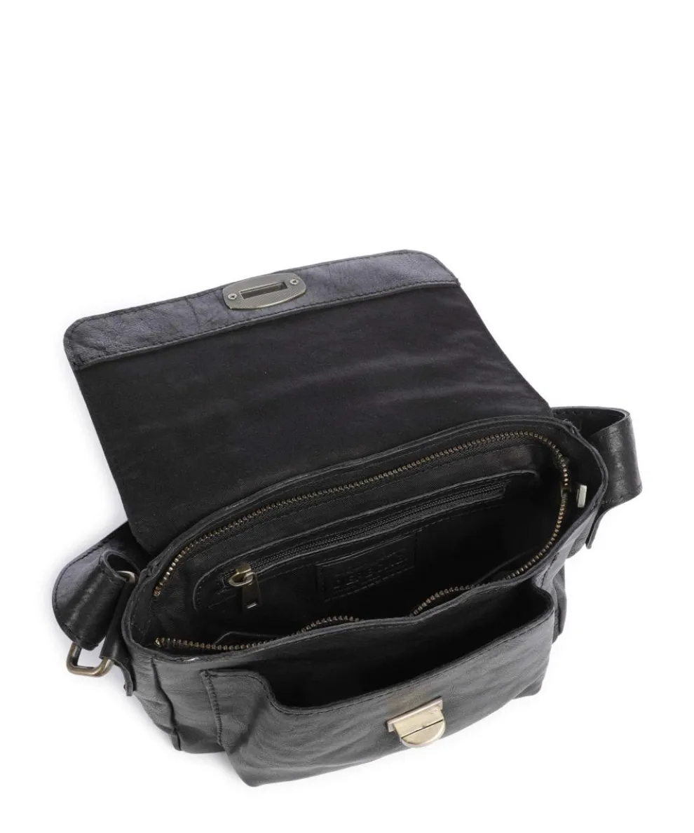 Metal Memory Crossbody bag grained cow leather black