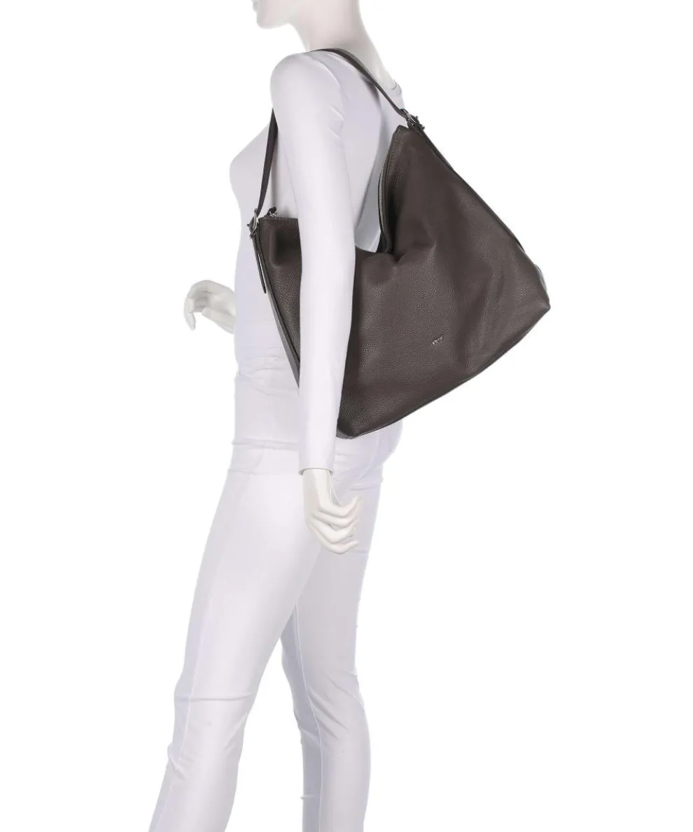 Agave Carina Hobo bag grained leather dark grey