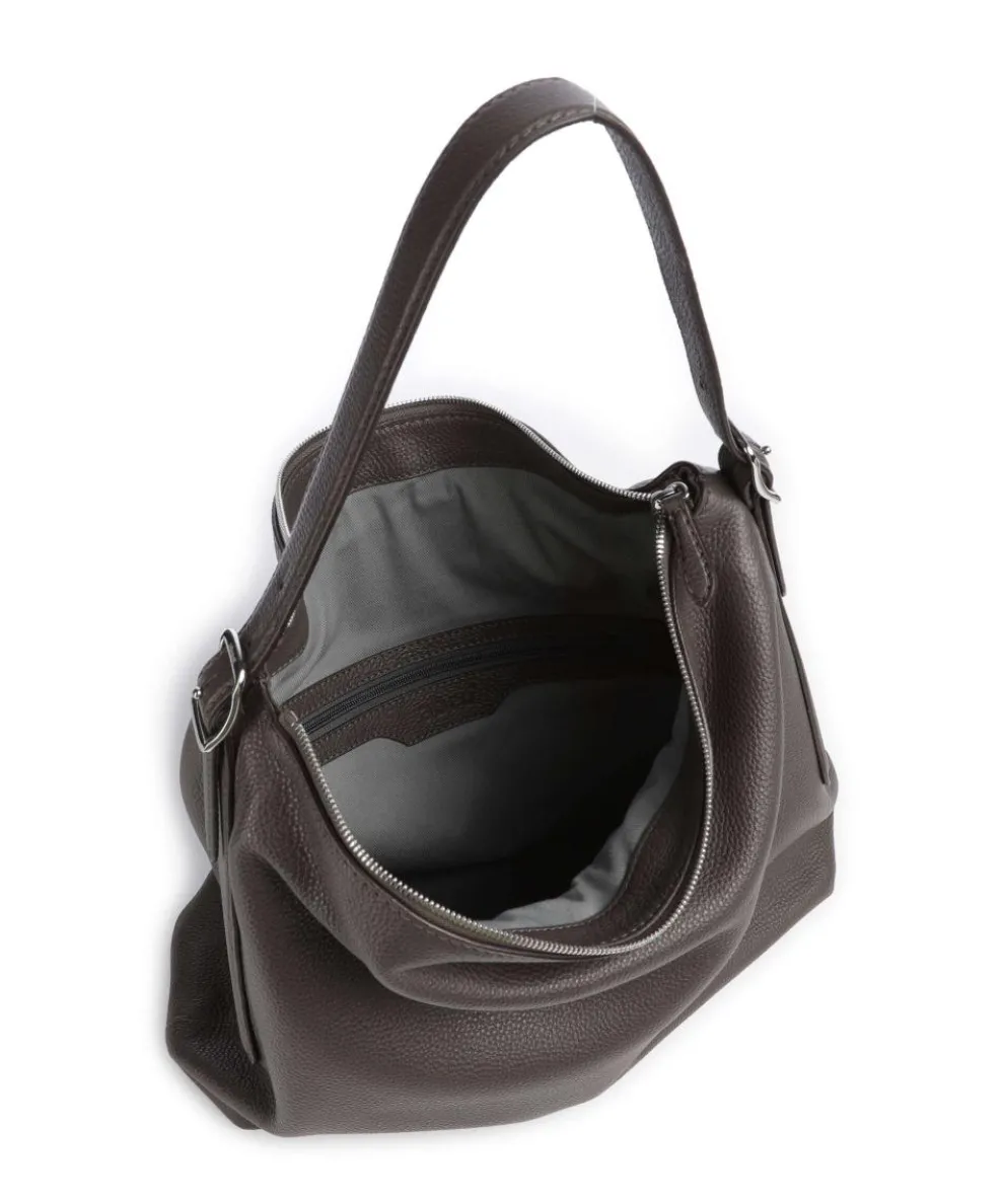 Agave Carina Hobo bag grained leather dark grey