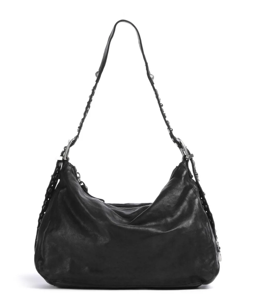 Hobo bag fine grain cow leather black