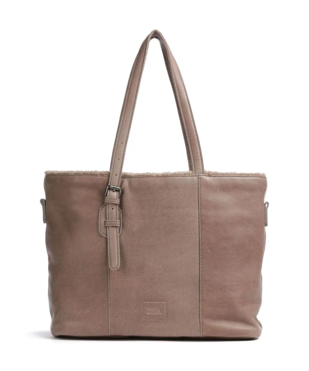 Inside Out Tote bag grained leather taupe