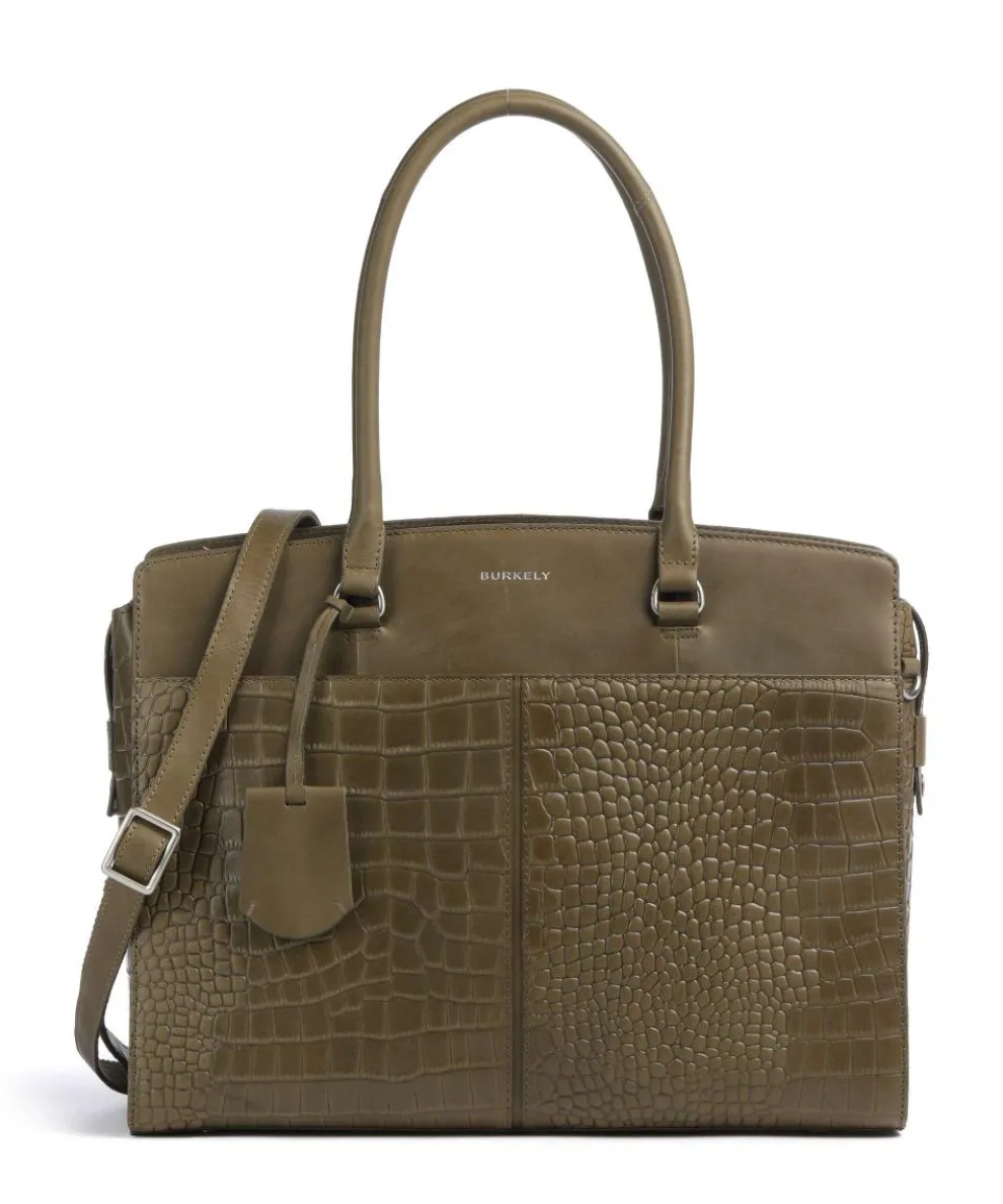 Cool Colbie Tote bag 15″ embossed leather olive-green