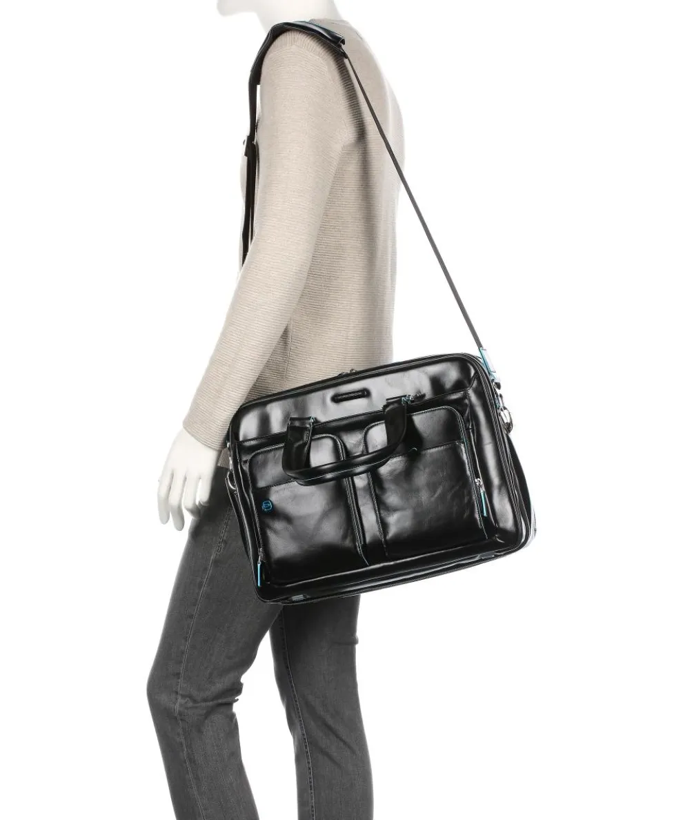 Blue Square Briefcase 16″ leather black