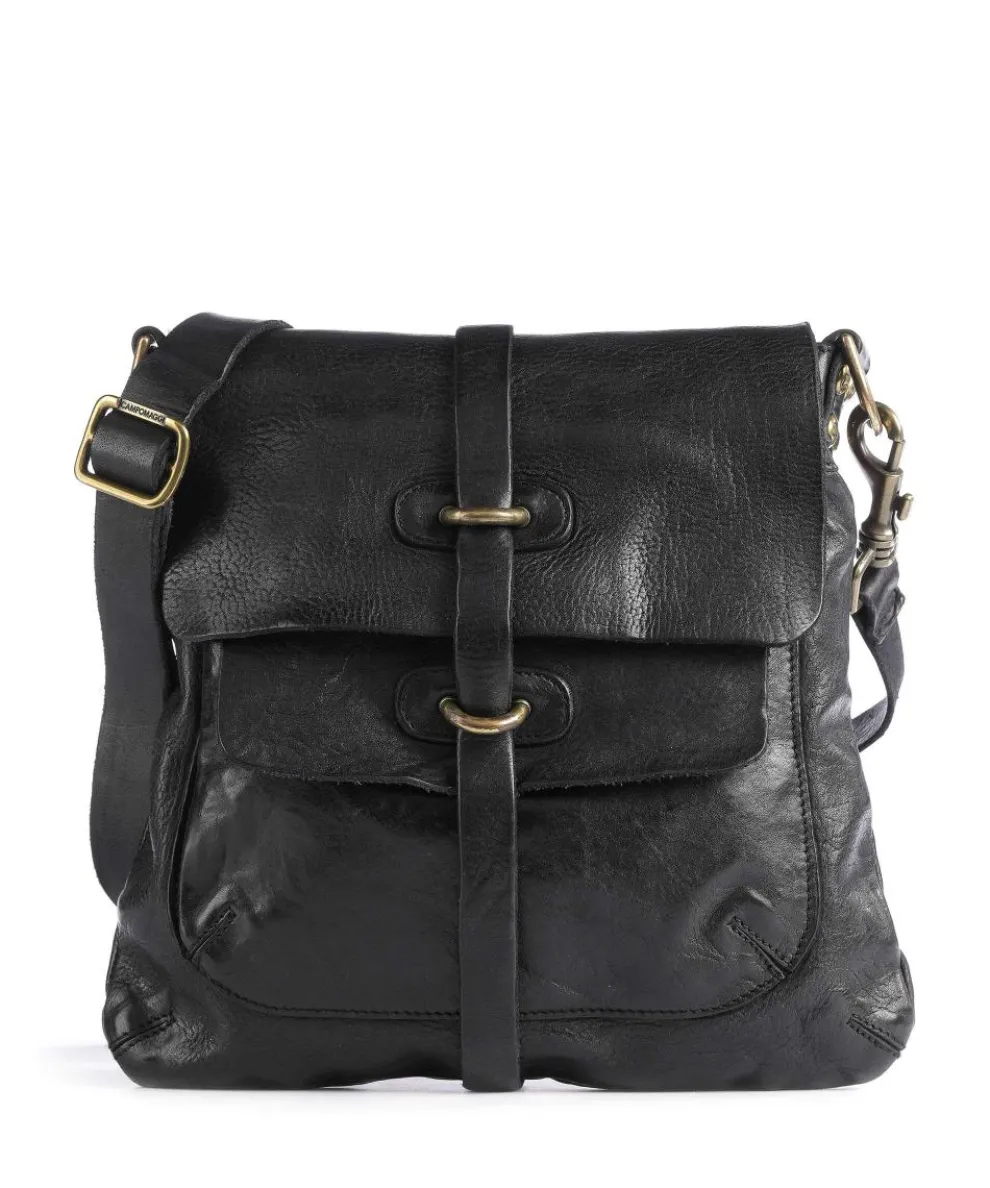 Shoulder bag grained cow leather black