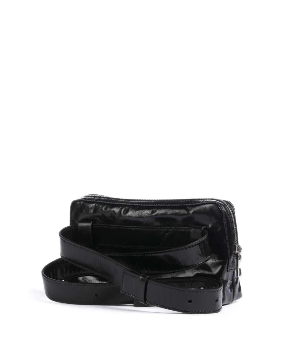 Elvira Paper Touch Crinkle Fanny pack fine grain leather black