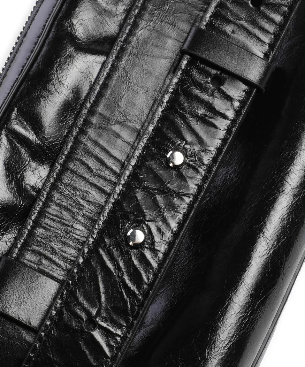 Elvira Paper Touch Crinkle Fanny pack fine grain leather black