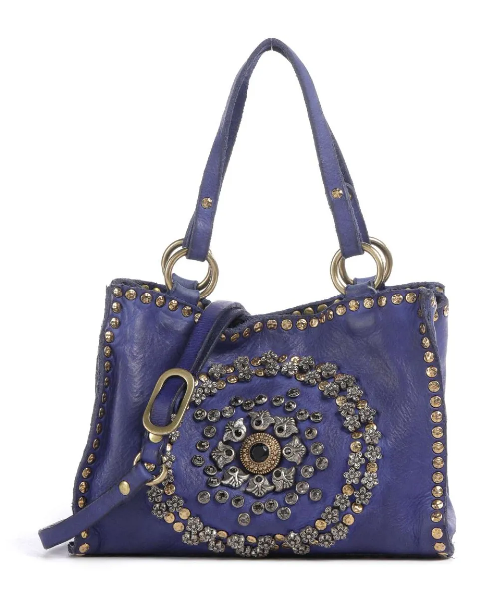 Crossbody bag fine grain cow leather dark blue