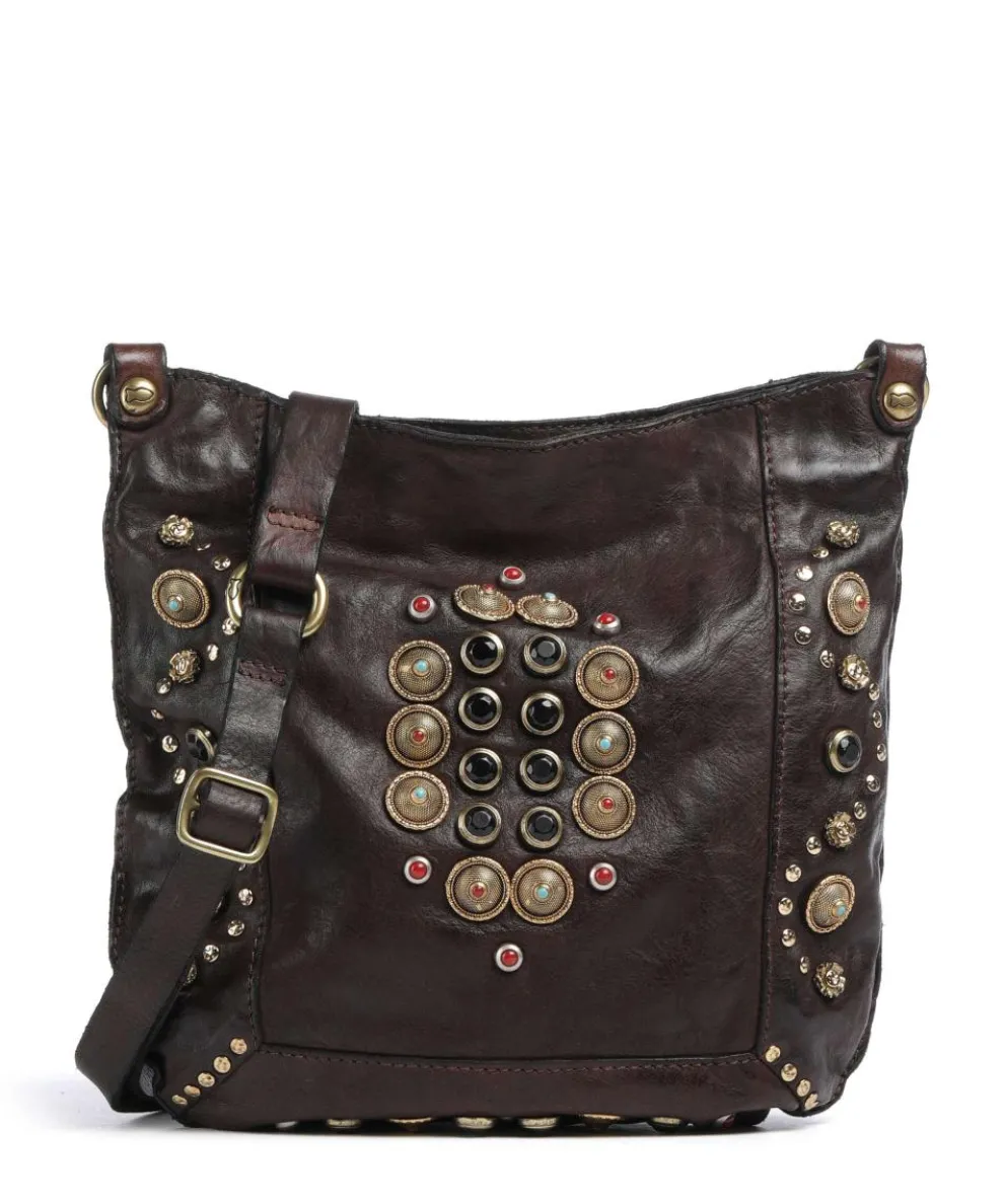 Crossbody bag fine grain cow leather dark brown