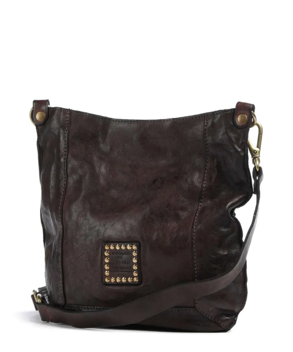 Crossbody bag fine grain cow leather dark brown