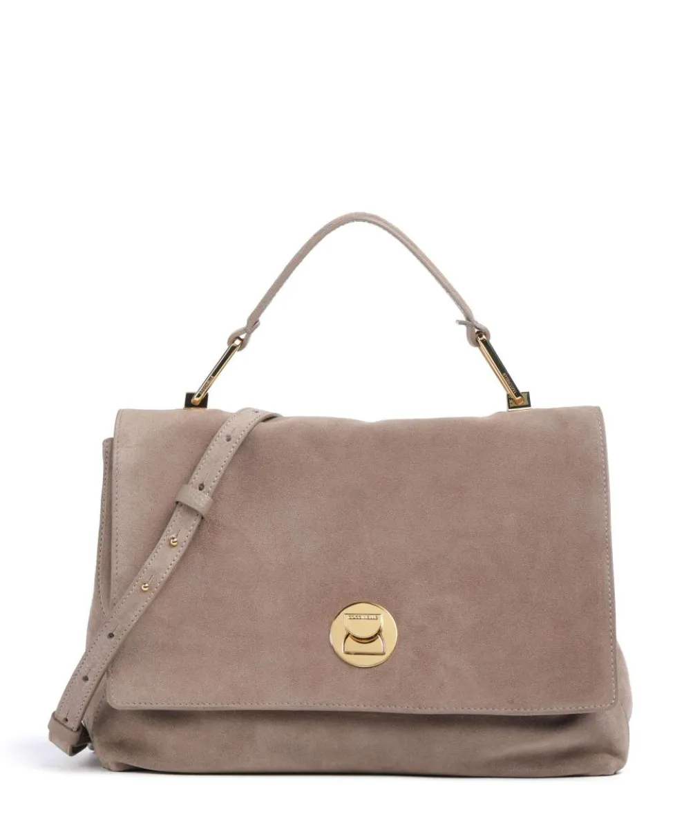 Liya Suede Handbag brushed leather taupe