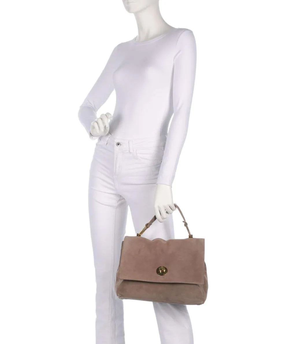 Liya Suede Handbag brushed leather taupe
